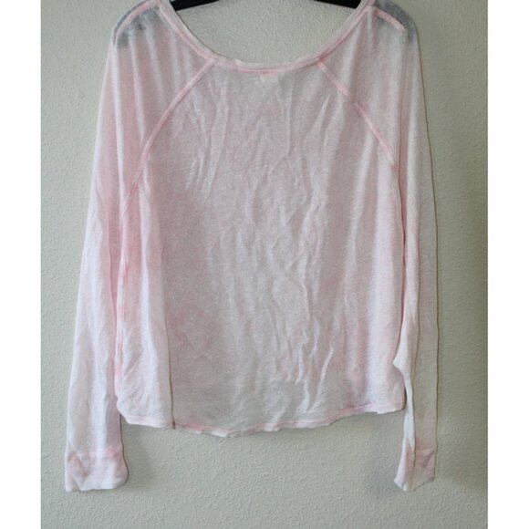 We The Free Womens Pink Sheer Pullover Oversized Linen Blend Sweater S - Picture 4 of 5